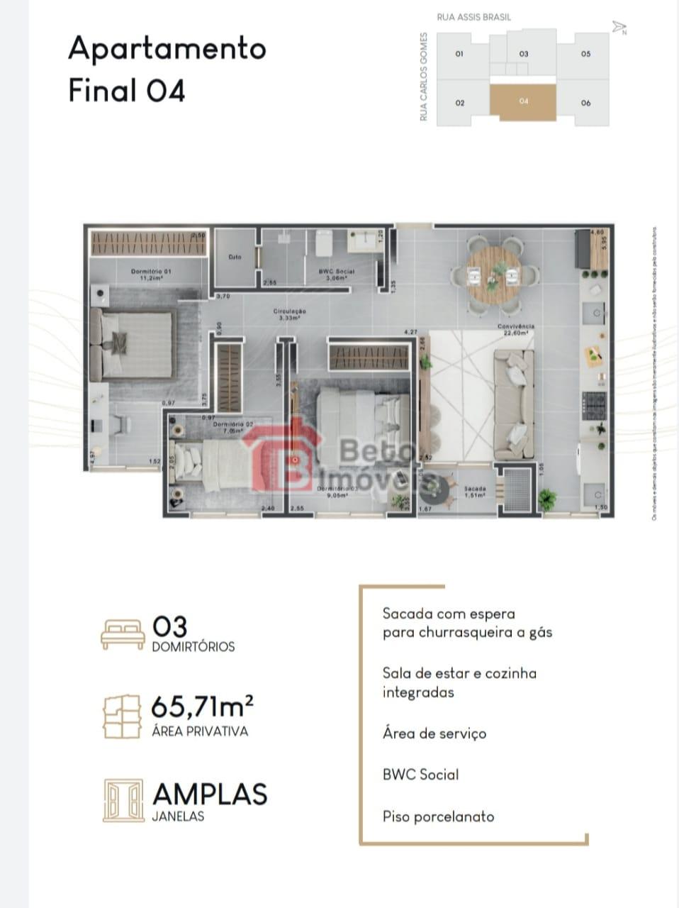 APARTAMENTOS BAIRRO NOSSA SENHORA DA SALETE – CRICIÚMA – LIVERPOOL  RESIDENCIAL – Beto Imóveis